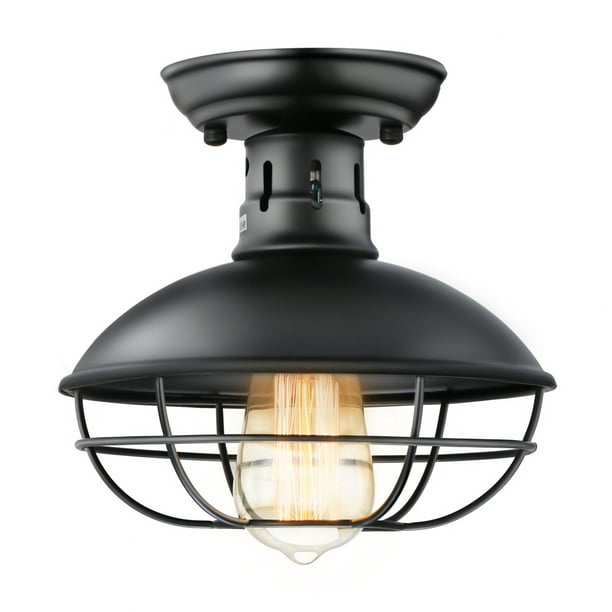 Modern Industrial Metal Flush Mount Shade Vintage Style Ceiling Light Fittings